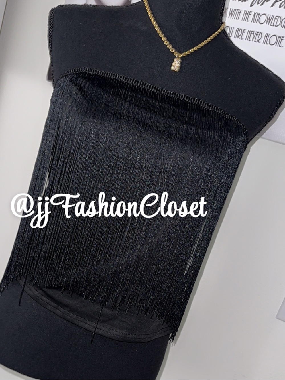 Black Fringe Tube Top